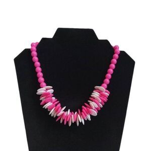 Pink and White Assorted Beads Single Strand Stimming Fidget Statement Necklace